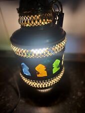 Vintage Lanterne  Laiton Suspension lustre  Marocain Électrifié LED verre coloré