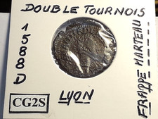 Henri III Double Tournois 1588 D Lyon Frappe Marteau