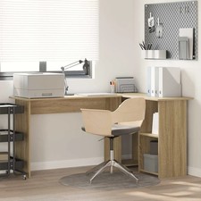 Bureau avec étagère avec stockage Bois d'ingénierie moderne d'angle de vidaXL vi