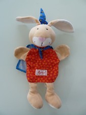 Q6- DOUDOU PLAT SIGIKID LAPIN Kaninchen Rabbit MAGICIEN MAGE CAPE ROUGE BLEU TBE