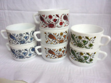 7 Grandes Tasses, Vintage, à Café, Chocolat, Thé en Arcopal France  RARE