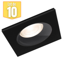 Lot de 10 supports de spots encastrables carré noir IP54