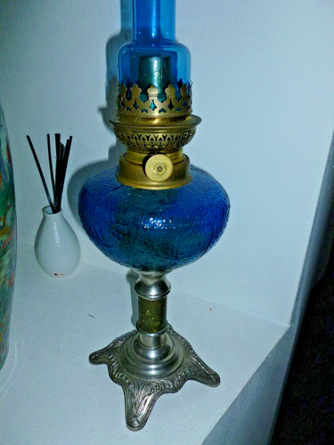 Lampe pétrole bleu - pétrole, bleu.