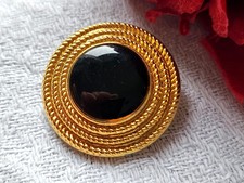 Bouton vintage métal doré coeur noir haute couture 2,5 cm ref 6144