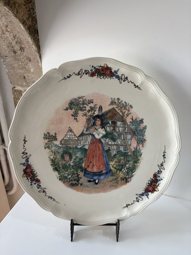 Superbe plat rond faience - rond, en