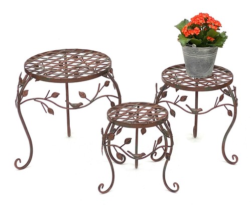 Tabouret fleurs métal - tabouret,