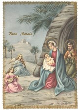 G. Galbiati Noël Carte Postale Religieuse Crèche Sainte Famille Anges Musique