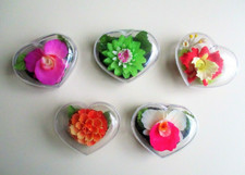 lot de 5 savons décoratifs forme fleur pour collection dans boîtes coeur