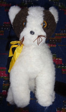 JB4/  PELUCHE VINTAGE BOULGOM CHAT BLANC MARRON FONCE 23 CM ASSIS TBE