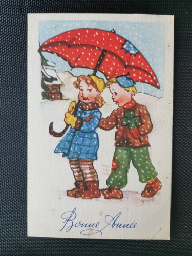 Cpa bonne année deux - cpa,