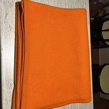 Ancienne Couverture Plaid Années 70 80 Orange Flashy Fluo Vintage Kitsch 150x250