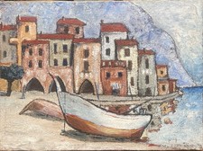 Tableau Peinture 20è XXè P. Braquemont Marine Bateau Expressionnisme rare ancien