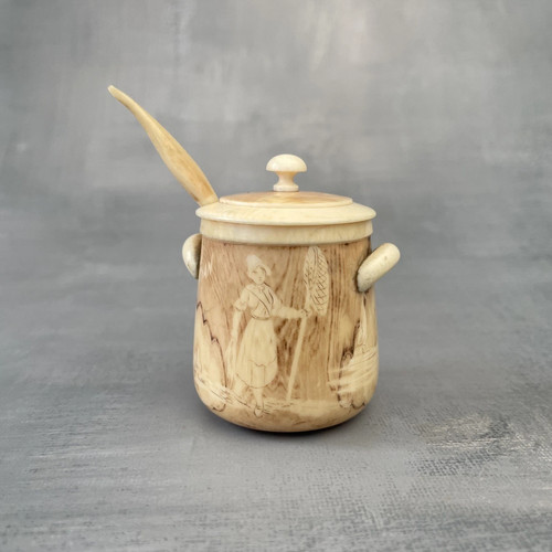 Ancien petit pot condiment - petit,