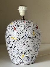Lampe En Céramique Mouchetée Signée Vintage Design Années 80 
