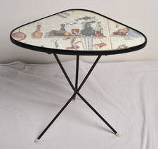 Table D'appoint ERDAL  Triangulaire -Pied TRIPODE  Métal Années 50 Vintage