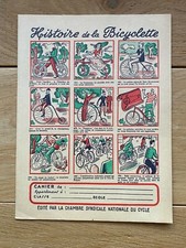Ancien protège cahier: Histoire de la bicyclette - vélocipède - Vélo - Bicycle