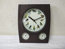 Pendule Horloge à quartz mural Chants d'oiseaux toutes les heures + Thermomètre