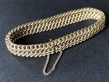 Bracelet Plaque Or Ancien Maille Américaine Bijou Ancien 