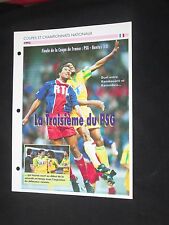 PSG PARIS ST GERMAIN FC NANTES 1993 FINALE COUPE FRANCE FICHE FOOT PASSION XL