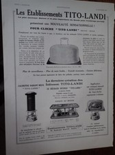 TITO LANDI four cloche réchaud + bijou BURMA pub papier ILLUSTRATION 1931 col