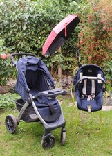 poussette  chicco bravo 3 en 1, bleu très bon état