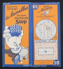 Carte MICHELIN 65 AUXERRE DIJON 1935 Guide Bibendum pneu tyre map
