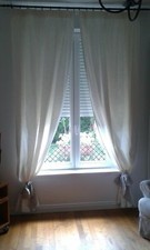 Paire de rideaux ( 2 x 116 cm )- Voilage 100% Coton " flammé" - Hauteur 275 cm.