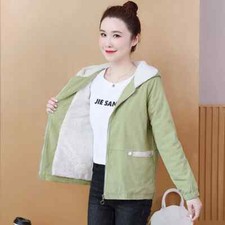 Manteau Femme Veste Blouson Court Polaire Velours Vert Doux Slim 91004