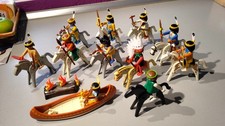 XF LOT 10 PLAYMOBIL WESTERN CANOE INDIEN COWBOY FORT USA SOLDAT NORDISTE CHEVAUX