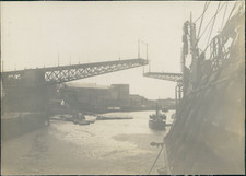 France, Brest, Quai et pont flottant Gueydon, 1912, Vintage silver print Vintage