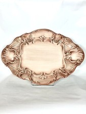 Grand Plat, Plateau Anses Couleur Vieux Rose Décor Barbotine Italienne, Vintage