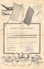 VIEUX PAPIER 1959 MILITARIA CERTIFICAT DE BONNE CONDUITE GROUPE VETERINAIRE