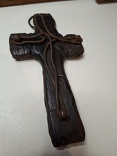 Rare Ancienne Croix Crucifix Art Populaire XIXeme Bois Fil De Fer À Identifier