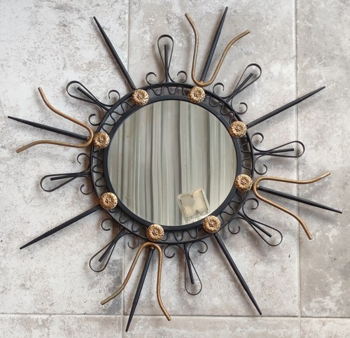 Miroir soleil vintage métal - soleil,