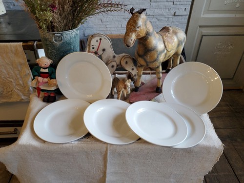 Assiettes plates blanches - 6,