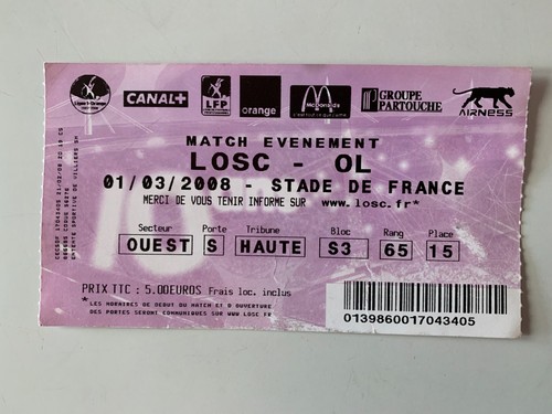 Ticket match losc lille - match, ol