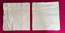 Paire de taies d'oreiller anciennes pur coton monogrammes 72 cm x 74 cm réf T159