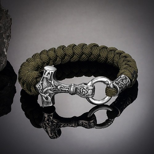 Bracelet paracorde vert et - en,