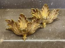 LUCIEN GAU SPLENDIDE PAIRE APPLIQUES BRONZE DORÉ ACANTHES HOLLYWOOD REGENCY 70’s