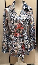 VESTE TRENCH ENDUITE ETOILE DU MONDE T44 ZEBRE MARINE BOUQUET FLEURS ROSE/ORANGE