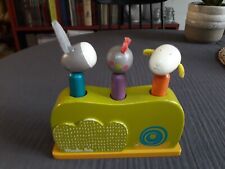 MOULIN ROTY - Animaux sauteurs en bois (mouton âne poule) sur socle à l'escargot