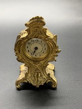 Ancienne Pendulette Cartel Mécanique Réveil Régule Bronze Doré Vintage Clock Old