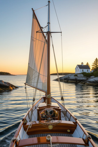 Classic wooden sloop - classic, cream