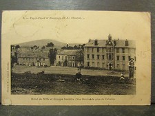 cpa 43 fay le froid hotel de ville et groupe scolaire animee