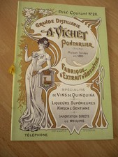 ABSINTHE PRIX COURANT DE LA DISTILLERIE A. VICHET A   PONTARLIER 1900