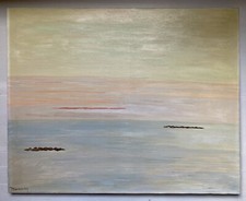 Grand Paysage Breton Ansrtait Mer Côte Bretonne Tableau XX Huile Signé Manoury