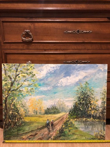 Peinture huile vintage - à, l'huile