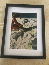 ◕ Cadre Publicité Vintage Sous Verre ◕ Boisson GINI ◕ 40 X 30 cm ◕ Années 70 ◕