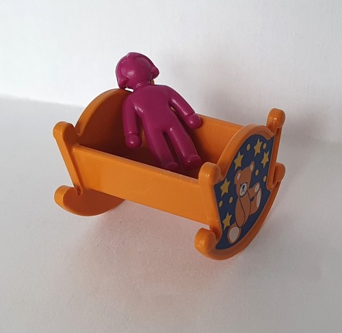 Playmobil lit bebe - orange, avec