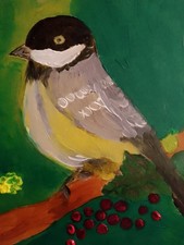 TABLEAU ACRYLIQUE OISEAU - PAJARO ACRYLIC PAINTING BIRD - COTATION DROUOT